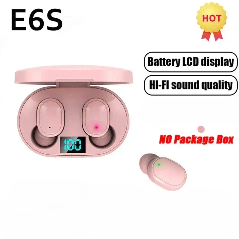 E6S Wireless Bluetooth Earphones TWS Bluetooth Headset Wireless Earbuds Noise Cancelling Earphones with Microphone Headphones