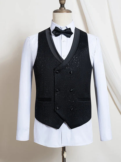 Turkish Luxury Wedding Suits for Groom 3 Pieces Man Suits Slim Fit High Quality Shining Flash Diamond Tuxedo Dinner Suit