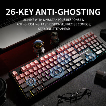V108 Bluetooth Keyboard  Office Low Noise 2.4G Wired&Wireless Full Layout with RGB Backlit Membrane