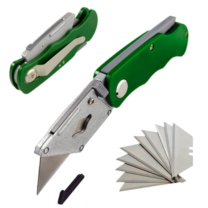 Folding Art Knife - 10 blades, box opener, office supplies, wallpaper knife, multi-functional folding knife，Utility knife
