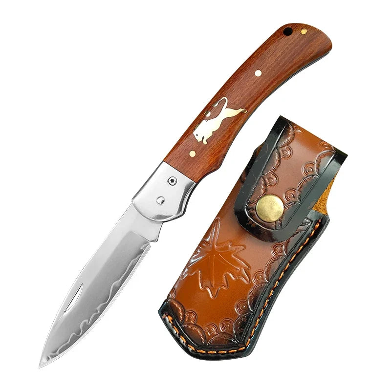 Super Sharp Damascus VG10 Steel Pocket Knife Folding Blade Wooden Handle Kitchen Fruit Meat Vegetable Cutting Knife Holiday Gift