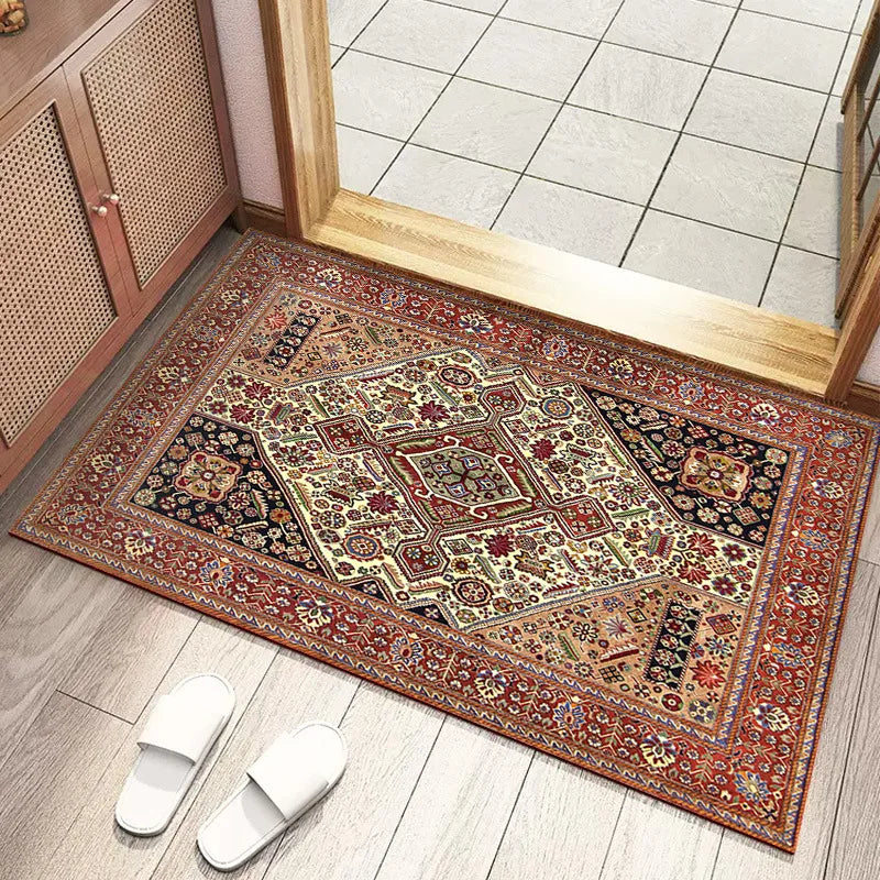 Vintage Style Small Carpet Bohemian Ethnic Style Living Room Bedroom Bathroom Kitchen Anti Slip Entrance Door Mat Home Rug