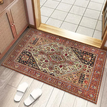 Vintage Style Small Carpet Bohemian Ethnic Style Living Room Bedroom Bathroom Kitchen Anti Slip Entrance Door Mat Home Rug