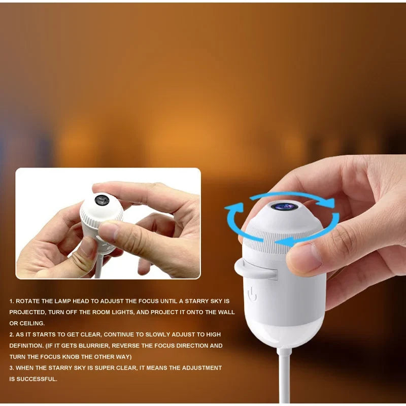 Holographic Night Light Projector Plug Play 2-in-1 Galaxy Star Ocean Projector 360 Rotated Usb Powered Ceiling Light For Bedroom