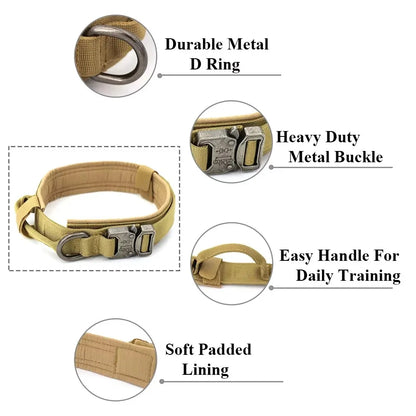 Tactical Dog Collar Adjustable Nylon Dog Supplies With Heavy Duty Metal Buckle Durable Training Collar For Medium And Large Dogs