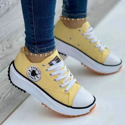 Women Shoes Classic White Canvas Sneakers Fashion Platform Women Casual shoes High Quality Lace-Up Feamle Tennis Shoes 35-43