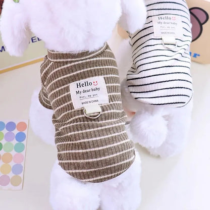 Summer Clothes for Dog and Cat, Striped T-Shirt, Cute Clothes for Puppy, Chihuahua, Bichon, French Bulldog, Girl