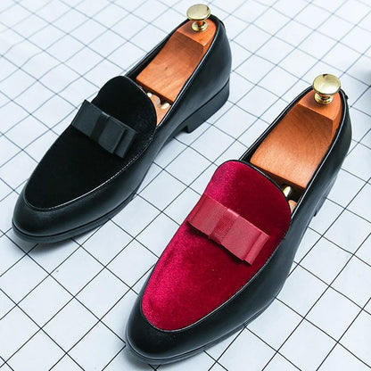 Fashion Wedding Shoes For Men Dress Casual Business Leather Shoes Male Classic Formal Bow Office Social Party Shoes Man Loafers