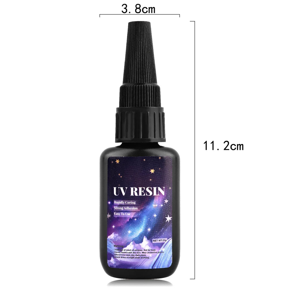25g UV Resin Glue Bonding & Welding UV Glue Kit With Light Quick-Drying Resin Glue For Bonding Glass Metal Wood DIY Crafts Decor