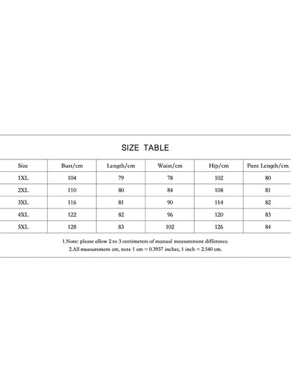 Plus Size Lady Suit Round Neck New Summer Casual Large Size Lucky Grass Print Short-Sleeved T-Shirt Pants Two-Piece Suit