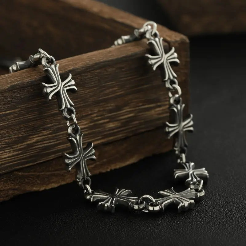 Punk Chain With Cross Necklace For Man Woman Hiphop Crosses Trend Jewelry Premium Clavicle Chain Gothic Bracelet Y2K Accessories