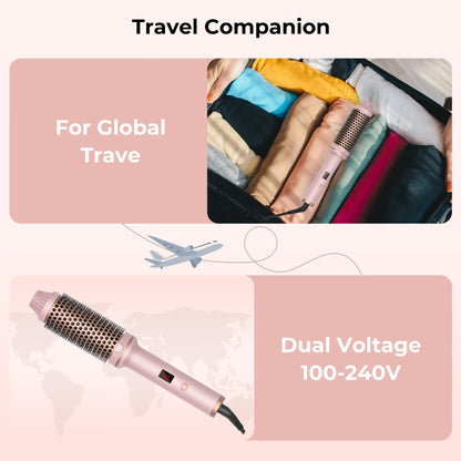 3 In 1 Hair Dryer Hot Air Brush Curling Iron Brush 32mm Electric Rotating Hair Curler Straightener Volumizing Brush Styler Dryer