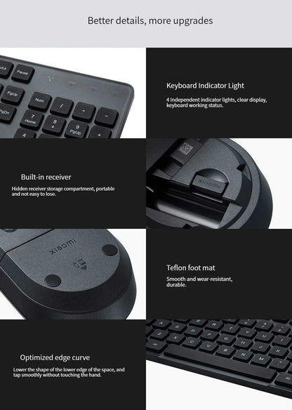 Original Xiaomi Wireless Keyboard & Mouse Set 2 104 keys Keyboard 2.4 GHz USB Receiver Mouse for PC Windows 10