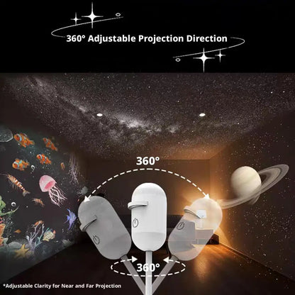 USB galaxy Projector Night Light 2-in-1 Mini Galaxy 360° Rotate LED Starry Sky Ambient Lamp For Party Home Saturn Decoration