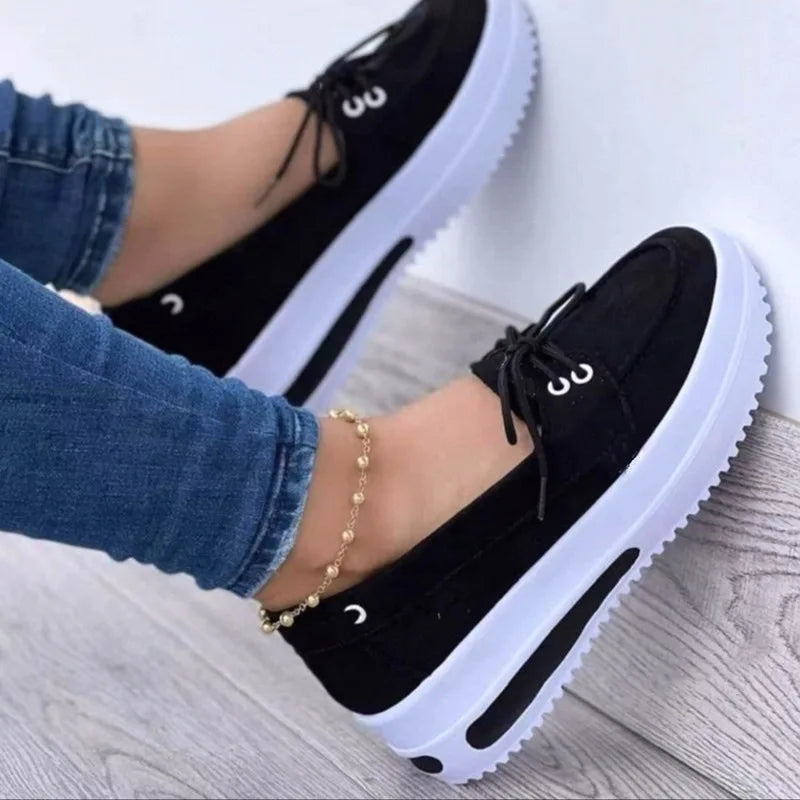 2025 New Women Shoes Autumn Lace-up Platform Shoe Plus Size 43 Casual Sneakers Comfortable Slip on Anti-slip Zapatillas De Mujer