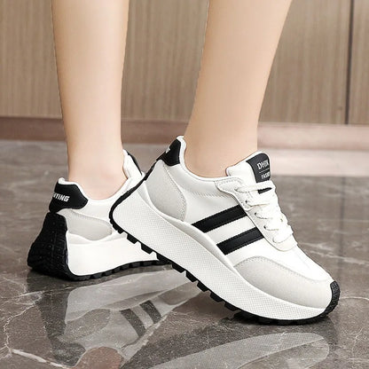 2026 Summer Thick-Soled Women Shoes Height-Increasing Women Sneakers Casual Skate Shoes Lace-Up Sports Running Shoes for Women