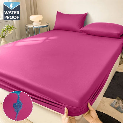 Waterproof Mattress Cover Fitted Bed Sheet With Elastic Band Anti-slip Adjustable Mattress Protector Double Fitted Sheet For Bed