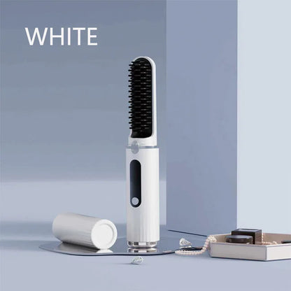 Cordless Hair Straightener Brush Portable Hot Brush with Ionic Technology Auto Shut-Off for Travel & Touch-Ups Ideal for Women