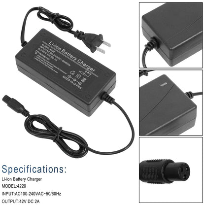 Battery Charger for Ebike Hoverboard 42v 2A Lithium Electric E Bike Self-Balancing Scooter Bicycle Li ion Chargers Accessories