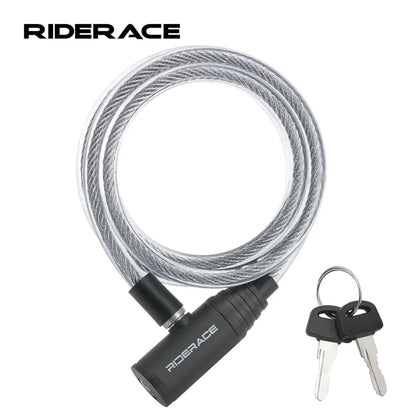 RIDERACE Bicycle Cable Lock Portable Bike Anti-theft Ring Lock High Security For Scooter Electric E-Bike Road Cycling Sliver