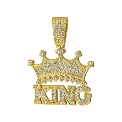 Men Hip Hop Crown with King Pendant Necklace with 13mm Crystal Cuban Chain HipHop Iced Out Bling Necklaces Fashion Charm Jewelry