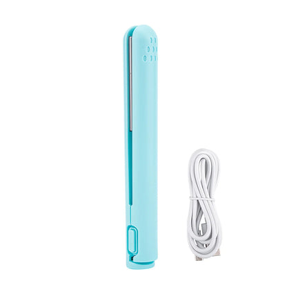 Heating Straightening Iron Mini 2 in 1 Hair Straightener USB Ceramics Heating Straightening Curling Flat Iron