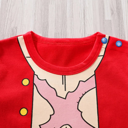 Cartoon 100% Cotton Short Sleeve Newborn Baby Boy Onesie Round Neck Comfortable Soft Trendy New Style Cute and Cool Summer Baby