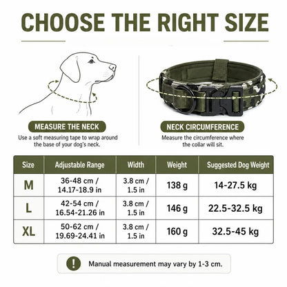 Tactical Dog Collar with Handle Heavy Duty Nylon Collar for Medium Large Dogs Adjustable Camo Pet Collar with Metal Buckle
