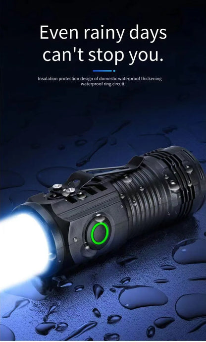 LED Strong Light Flashlight Rechargeable Multi functional for Long Range Portable Outdoor Home Mini Flashlight Cap Clip Light