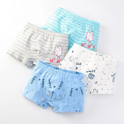 Kid Flat Angle Underwear 4pcs Boys Underwear 2-14 Year Old Student Cartoon Underwear Pure Cotton Children Underwear