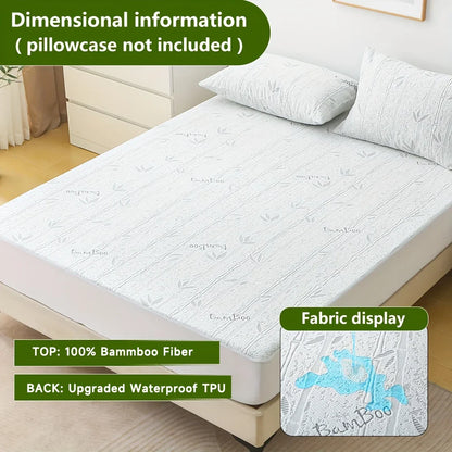 1p Cooling Bamboo Fiber Fitted Sheet, Breathable Mattress Protector