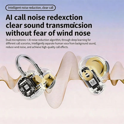2026 New Bluetooth 6.0 Ear-Clip Headphones 4 Earbuds In-Ear & Open Ear Design 2.6g Ultra-Light Audífonos with AI Noise Reduction