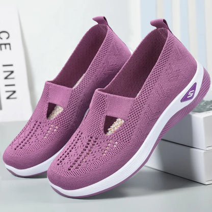 2025 Spring Women's Sports Shoes Mesh Fashionable Breathable Lightweight Non-slip Wear-resistant Casual Sports Shoes Flat Shoes
