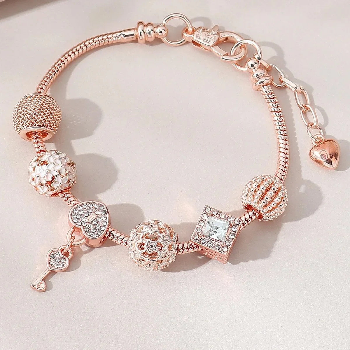 Bohemian Pink Cherry Blossom Love Bracelet Pendant Bead Design Summer Beach Music Festival Leisure Party