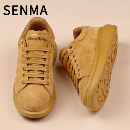 SENMA Genuine Leather Couple Skateboarding Shoes Men's and Women's Versatile Casual Shoes Thick Bottom Sports Shoes Men Sneakers
