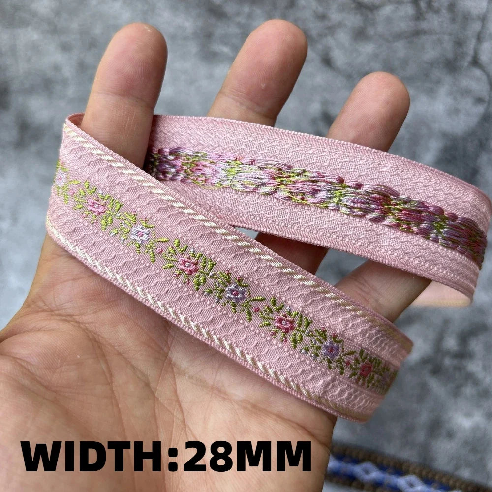 5 Yards 1~3CM Geometric Flower Designs Are Selling Well Embroidered Jacquard Ribbon Decorative Clothing Dog Chain Curtains