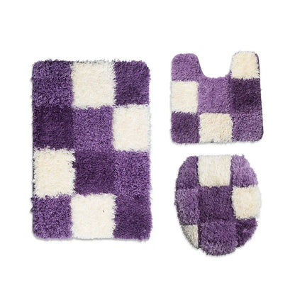 European Style Flocking Floor Mat, Household Bathroom Water Absorption and Anti Slip Mat Combination Set of Three Pieces