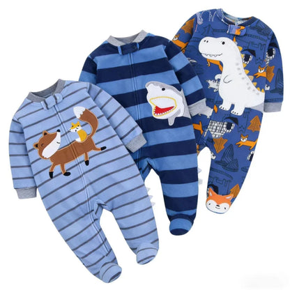Newborn Baby Romper Spring Autumn Fleece Zipper Boy Girl Pajamas Outfit Animal Jumpsuit Infants Clothing 0 -12 Months