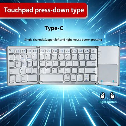 New Foldable Bluetooth Keyboard with Touchpad, Ultra-Thin Portable Wireless Keyboard for Tablet/Phone/Laptop