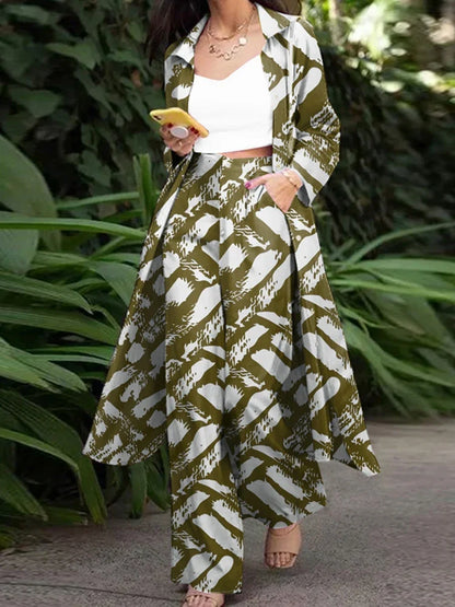 ZANZEA Fashion Autumn Long Sleeve Shirt 2PCS Women Suits Matching Sets Solid Loose Pant Sets Casual Wide Leg Trousers Oversized