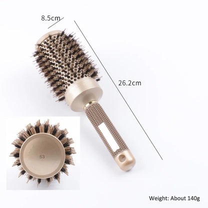 Round Ionic Hair Brush for Blow Dry Women Boar Bristles Hair Comb Ceramic Hairbrush Styling Tools For Drying Curly Hair Straight