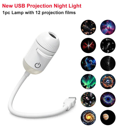 Romantic LED Starry Sky Night Light USB Powered Saturn Galaxy Projector Lamp for Car Roof Party Room Ceiling Decor Plug and Play