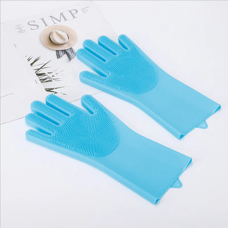 1 Pair Silicone Dishwashing Gloves Multifunctional Household Gloves