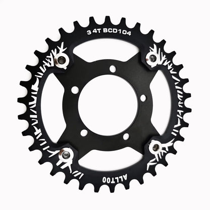 ALLTOO Bike Part Bicycle Crankset Bafang 104BCD Motor Aluminum Alloy Chainring Mid Drive Adapter For Electric E-bike 32T-52T
