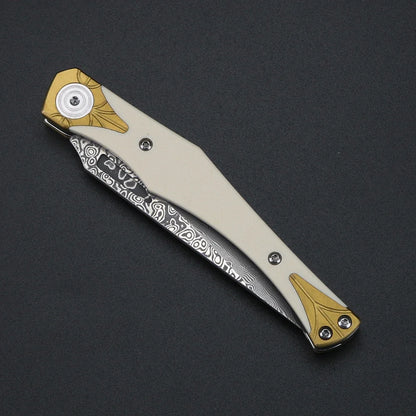 Folding knife, Damascus steel, portable, G10 handle, outdoor multi-functional pocket knife, high hardness knife