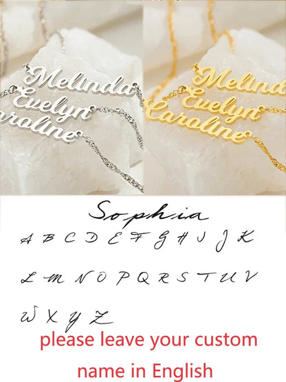Custom Different Font Name Pendant Necklace for Woman Girls Stainless Steel Nameplate Personalized Choker Necklaces Jewelry Gift