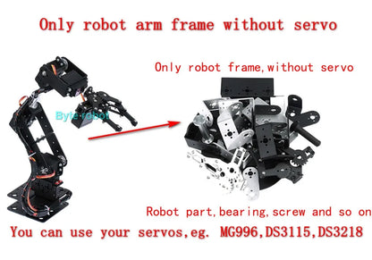 Robotic Arm Kit 6 Dof Programming Robotic Arm DIY kit for Arduino Raspberry Pi Robot For UNO/ESP32 Open Source Code and Tutorial