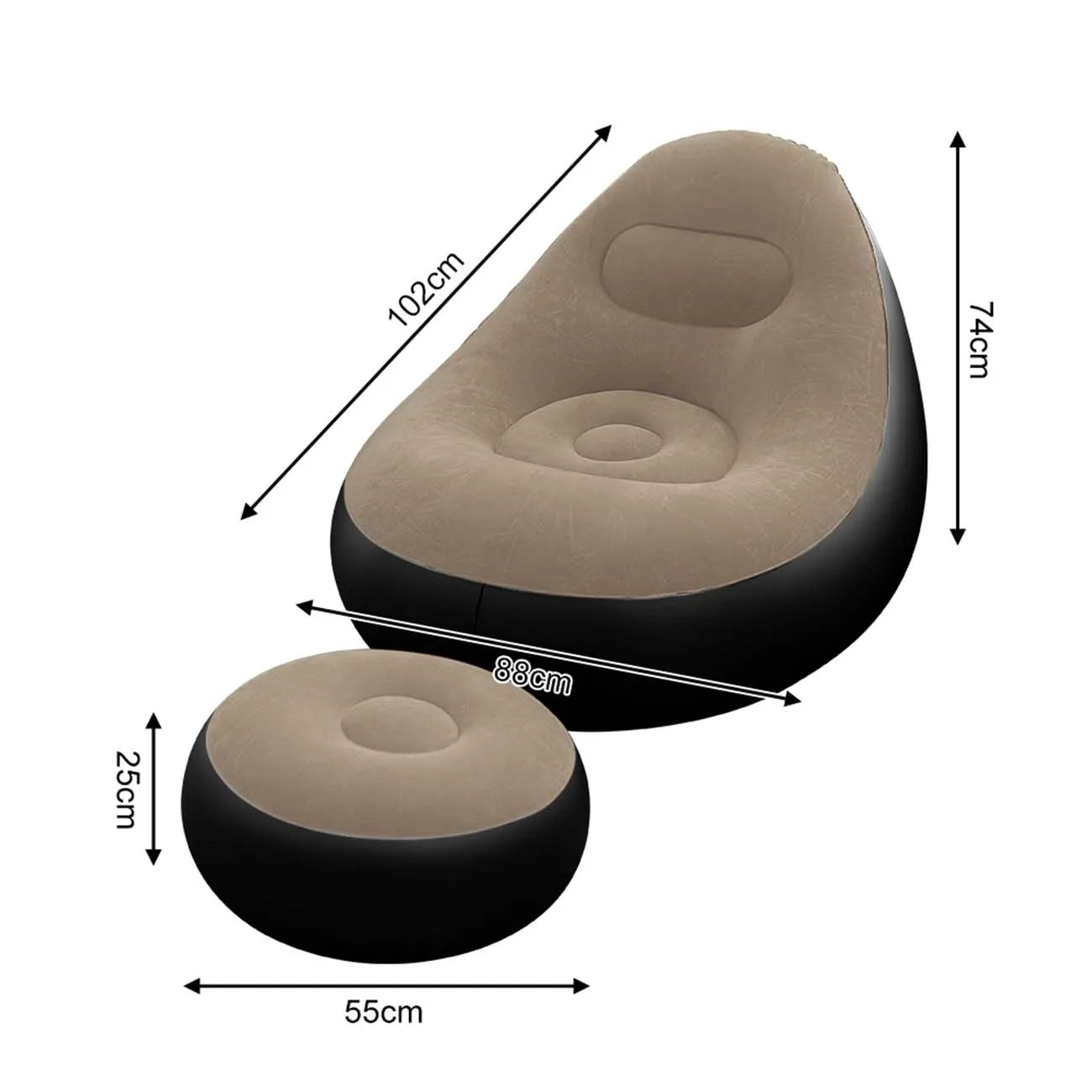 1PC Nflatable Air Sofa Chair with Footrest, Portable Lounge Chair Set