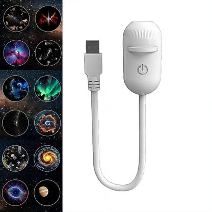 USB galaxy Projector Night Light 2-in-1 Mini Galaxy 360° Rotate LED Starry Sky Ambient Lamp For Party Home Saturn Decoration