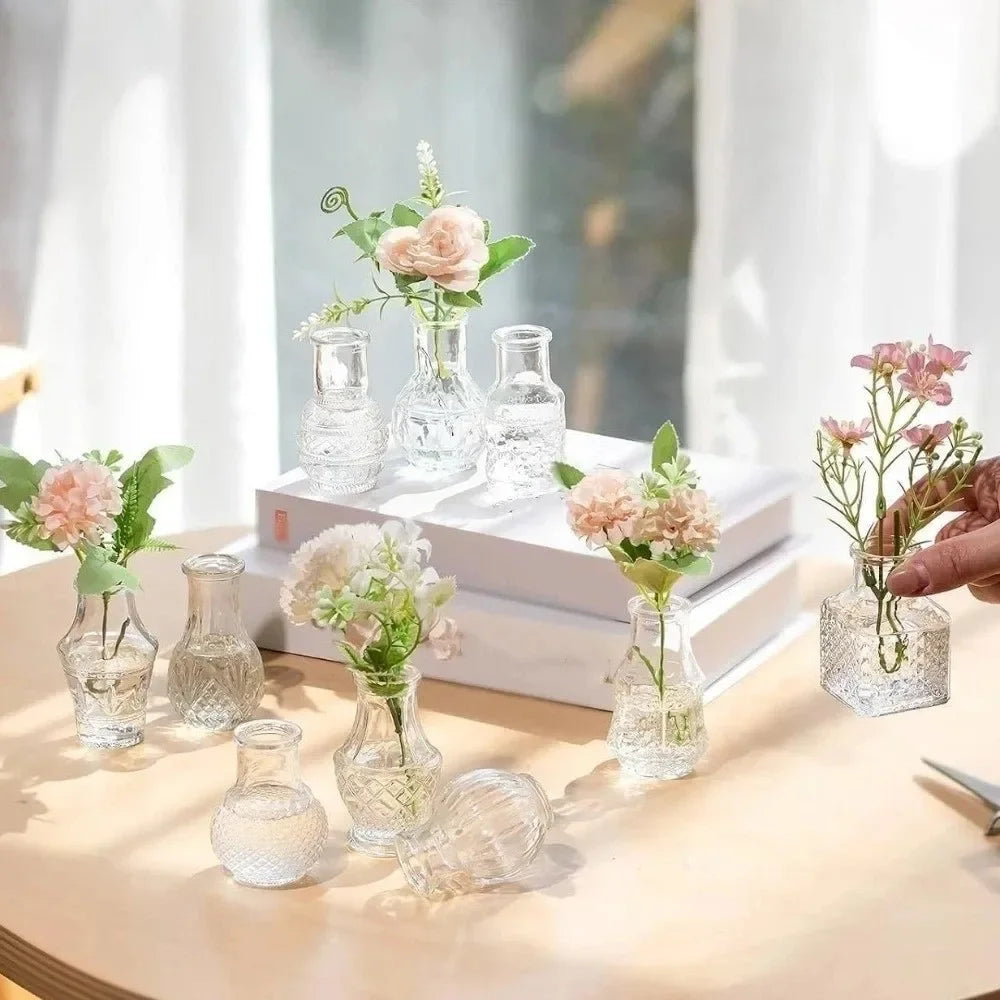 10/20pcs Mini Glass Vase Modern Clear Hydroponic Flower Vase Retro